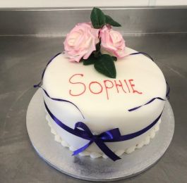 Sophie's Birthday Cake, Simple White Fondant: Click Here To View Larger Image